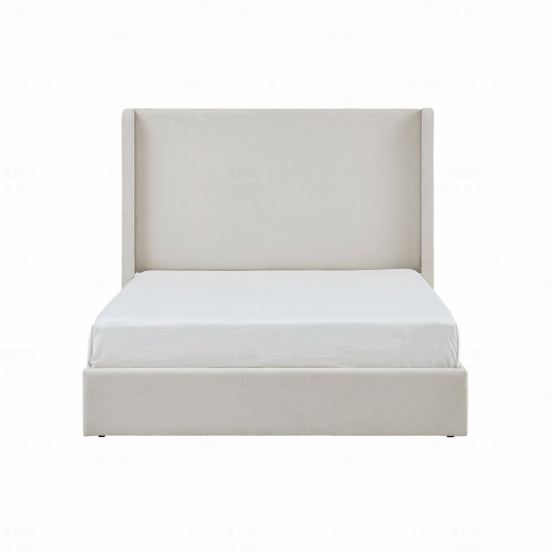 Lit plateforme à oreilles tapissier / tapissier / tête de lit haute 52,3 po / simplicité / minimaliste / aucun sommier nécessaire