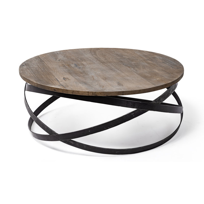 Table basse 41 "brune et noire en bois massif et métal