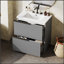 Meuble-lavabo autoportant de 30 pouces avec lavabo en céramique, tiroirs pleine extension et conception cannelée pour une élégance moderne-538363983