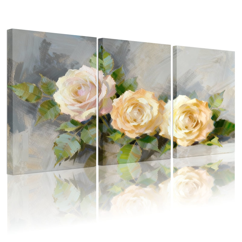 «Rose Three Three Rose», ensemble de 3 impressions sur toile, H 30 po x l 60 po