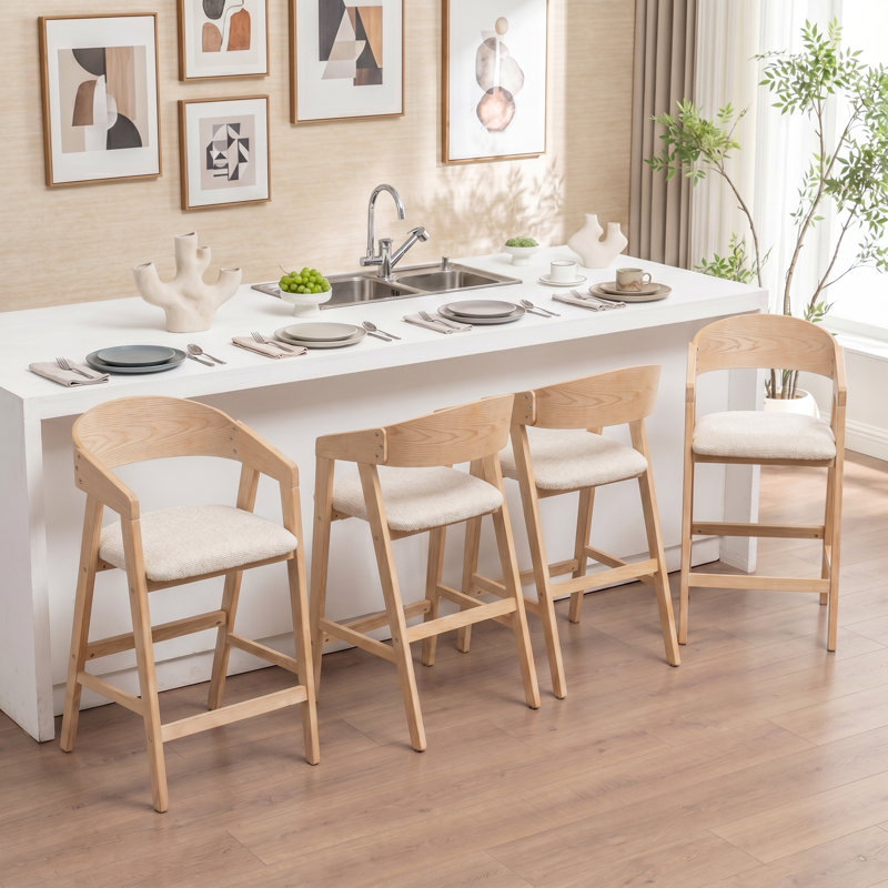 Tabouret de comptoir rembourré Devane, Beige