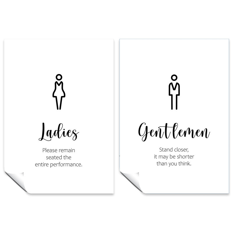 Ladies and Gentlemen 2 Piece Wall Art, 29.7cm H x 21cm W