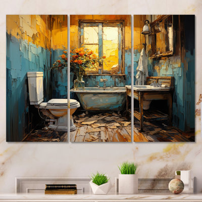 «Bathroom Bathroom», peinture sur toile 3 pièces