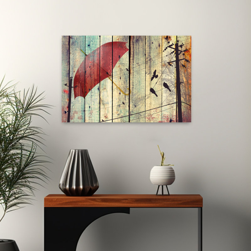 Chanson d'oiseau, art d'oiseau fantaisiste rétro rustique, H 16 po x l 24 po