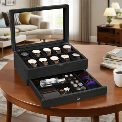 10-Slot Wooden Watch Box
