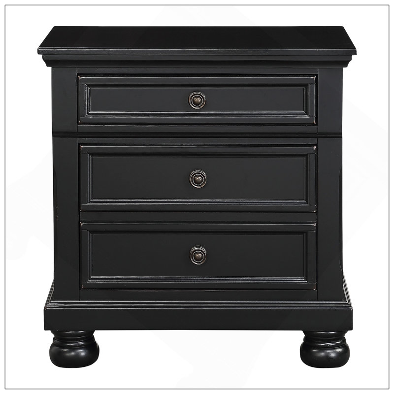 Table de chevet avec tiroirs cachés pour un rangement élégant et fonctionnel, Noir, noir, noir, noir