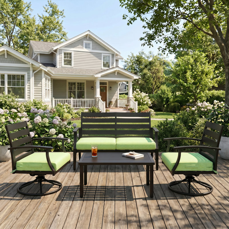 Aoodor Patio Chair Cushions Set, Meadow Green, 24" W x 24" D