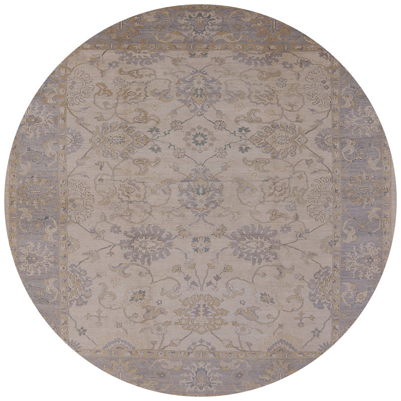 Tapis oriental bleu / jaune clair, Rond 4 pi