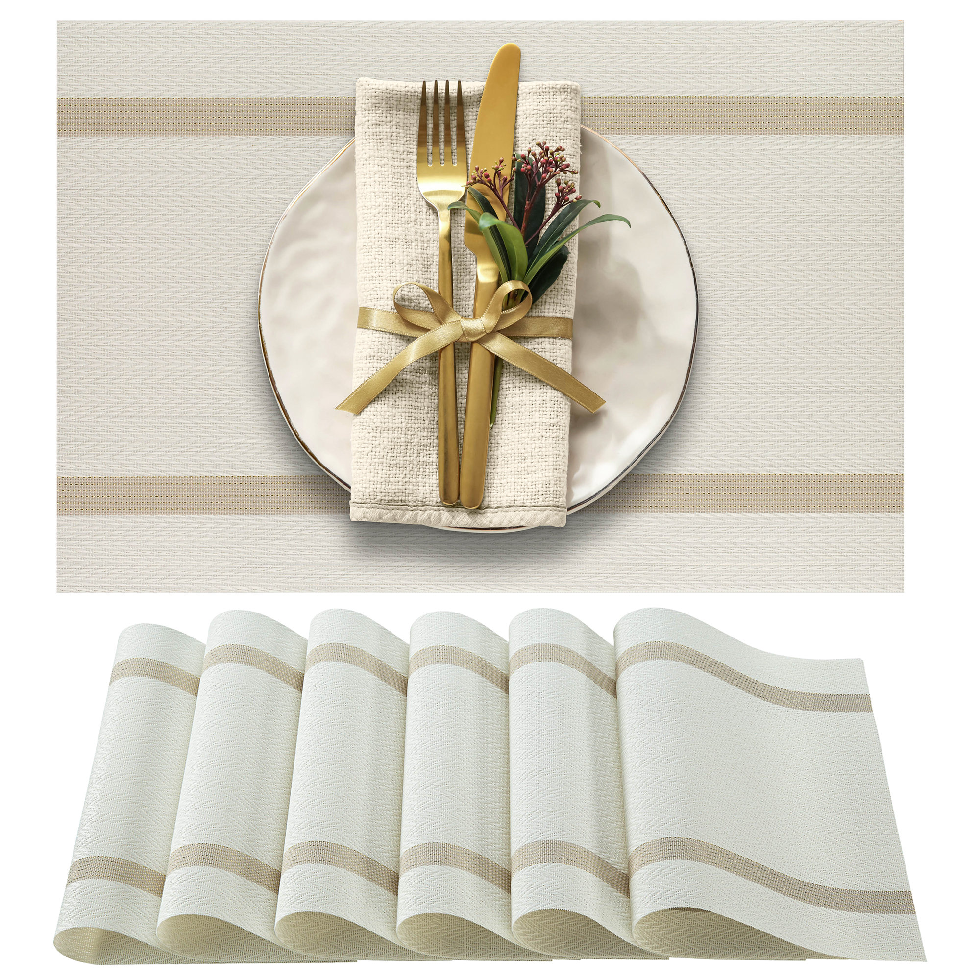 Plaemat Ebern Designs More Décor Dining Table Placemats, Washable Heat ...