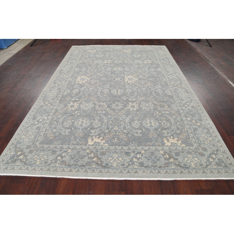 Tapis décoratif gris en laine oriental