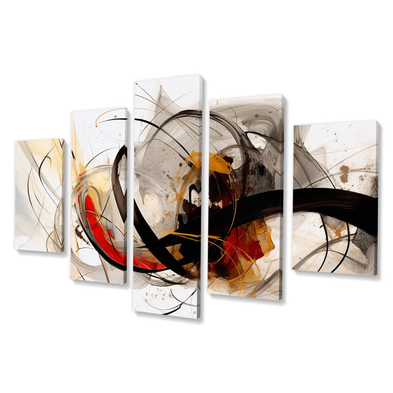 Conversations with Destiny Dynamic Waves - Reproduction d'art abstrait formes abstraites - 5 panneaux