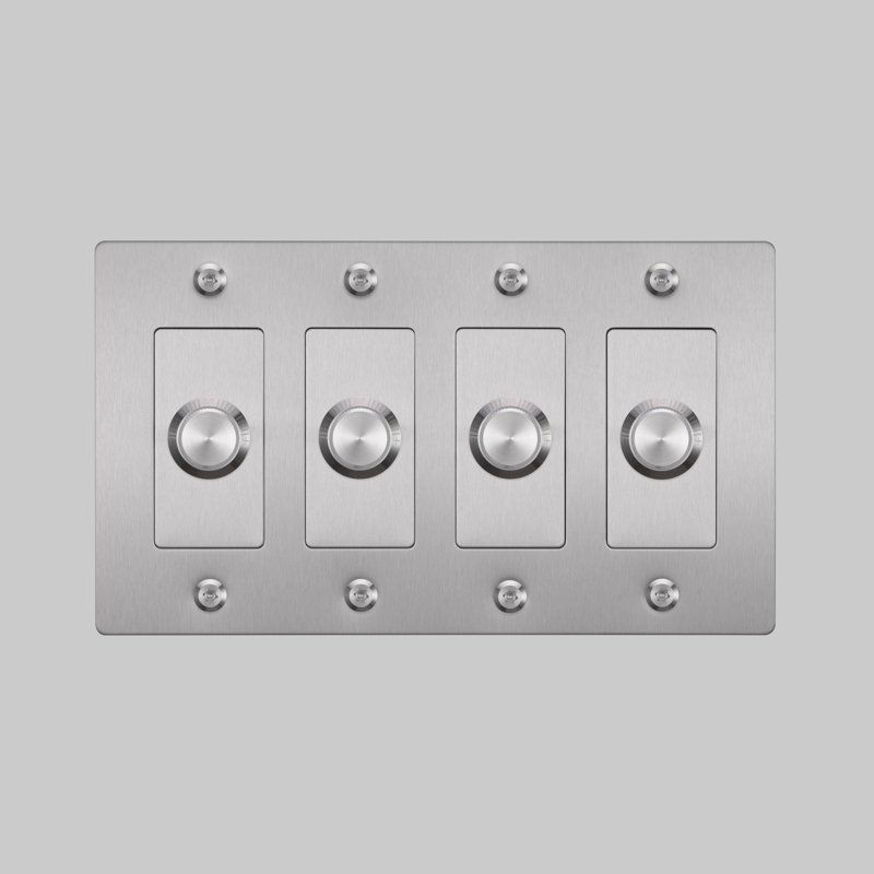 4G Dimmer / LED / Linear / Without Logo, Steel, 4 Gang
