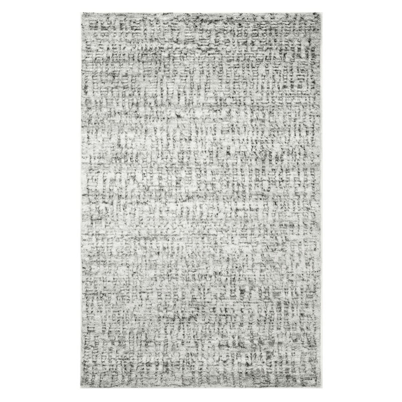 Moroccan Style Wool Rug - Silver, Rectangle 10' x 14'