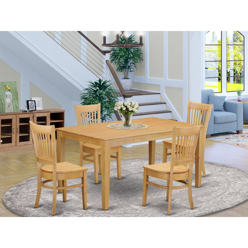 Ensemble de salle à manger 5 pièces comprenant une table de cuisine rectangulaire et 4 chaises, noir, En bois