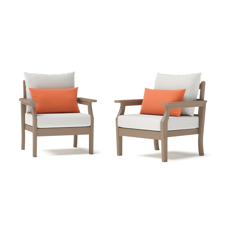 Chaises club 2 pièces en PEHD Sunbrella d'extérieur Ponce - brun clair / corail moulé Ponce