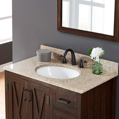  Plateau de meuble-lavabo simple 31 po avec lavabo en granite or Desert