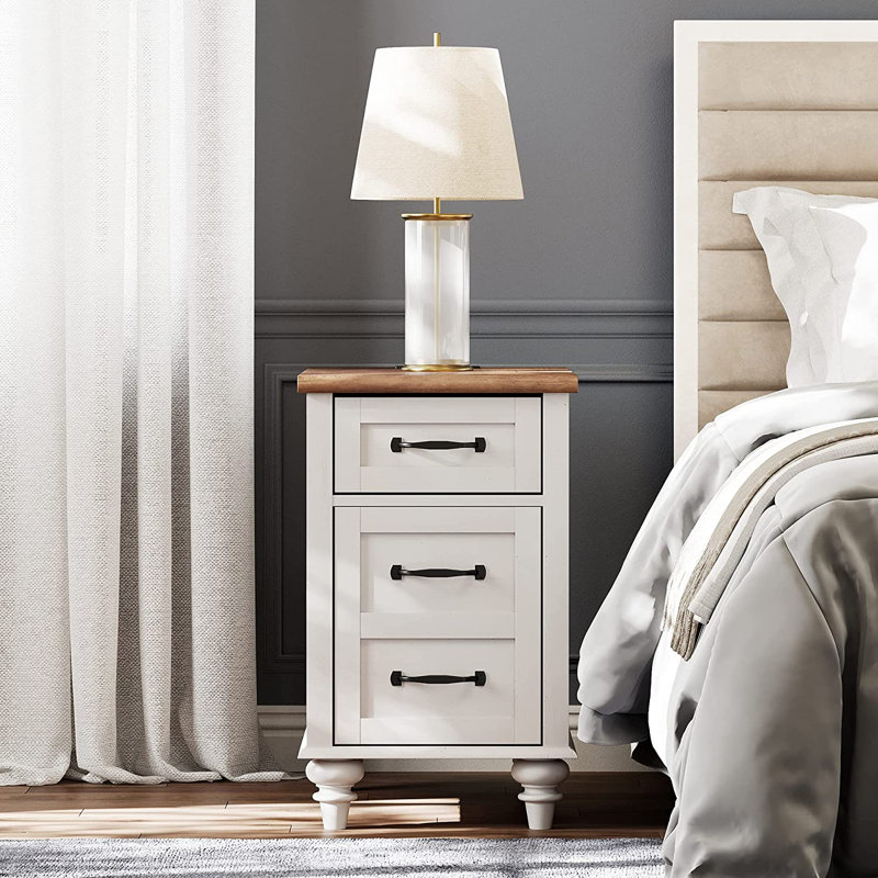 Scarlett 25'' Tall 1 - Drawer Nightstand, White/Brown