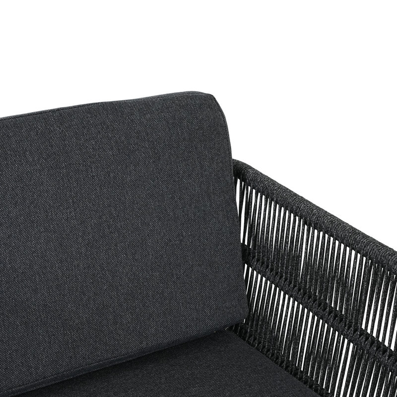 Ensemble de 2 chaises de patio d'extérieur rembourrées avec cadre en aluminium et détails en rotin