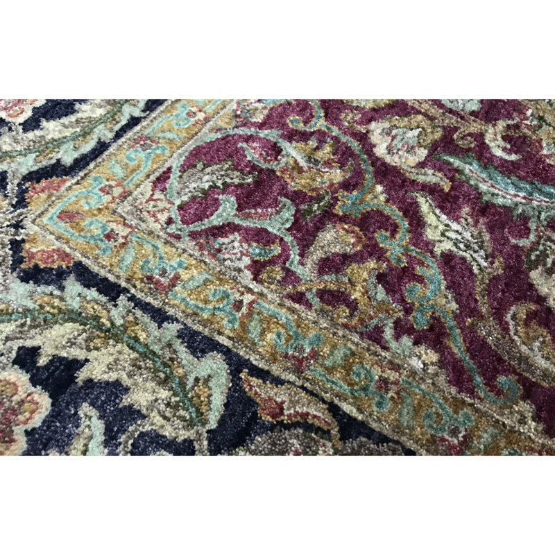 Suruchi Wool Oriental Area Rug in Purple/Black, Rectangle 4'2" x 6'5"