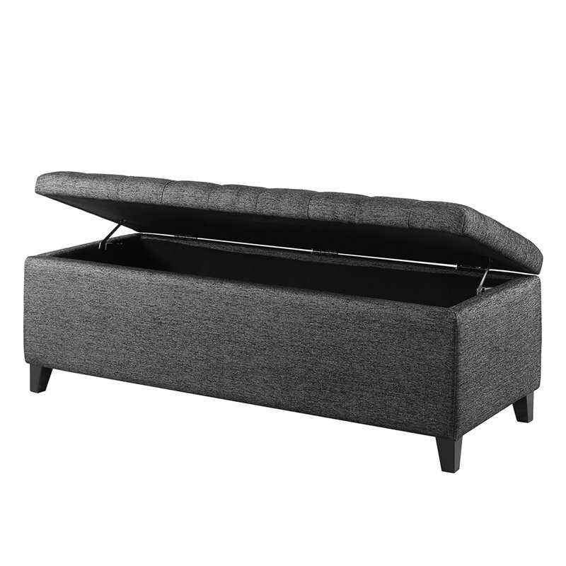 Storage Bench For Home Essentials - 400 Lbs Capacity Soft Close In Charcoal Interior Your Needs, Charcoal
