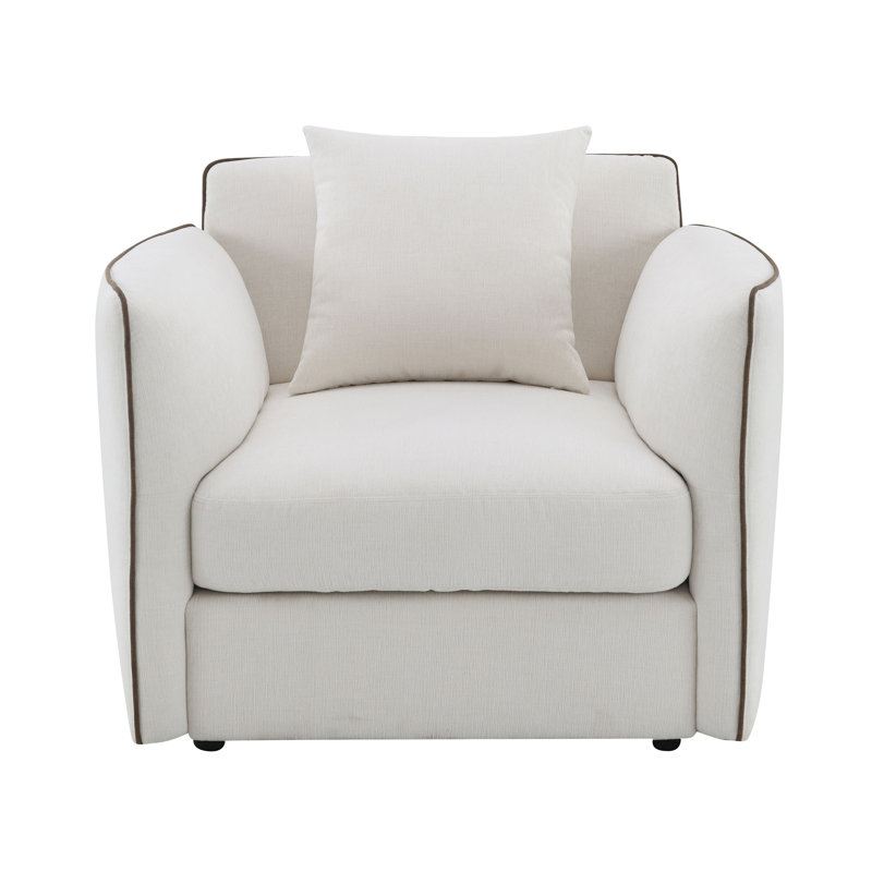 Chaise en chenille beige avec oreiller Yolanda