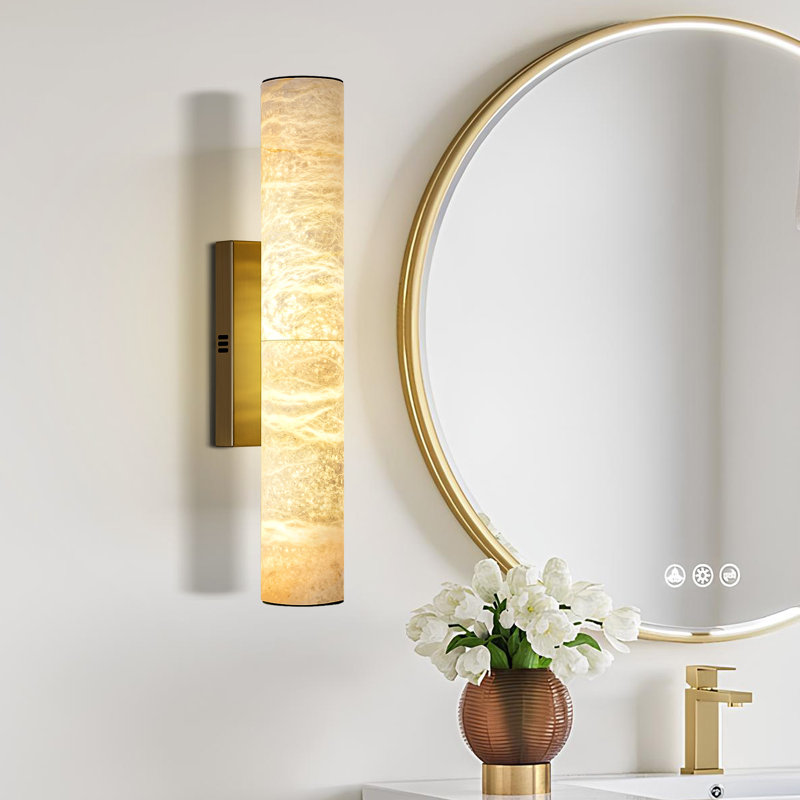 Ephraim 20" Led Wallchiere Dimmable Wall Sconce With Alabaster Shade, Brass
