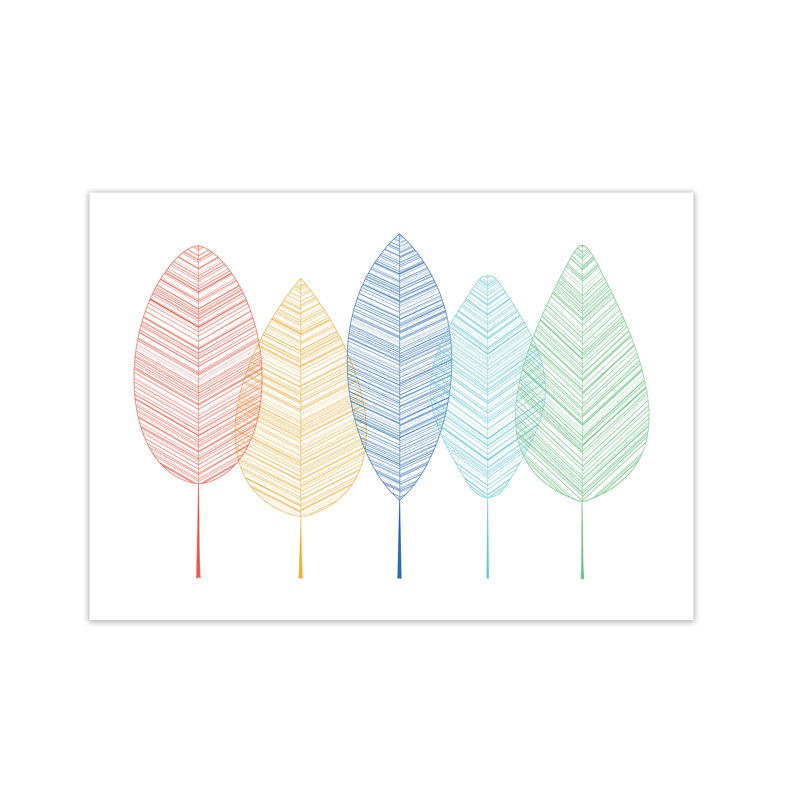 Scandinavian Colourful Leaves In Landscape - Print, No Frame, 42cm H x 59cm W x 1cm D