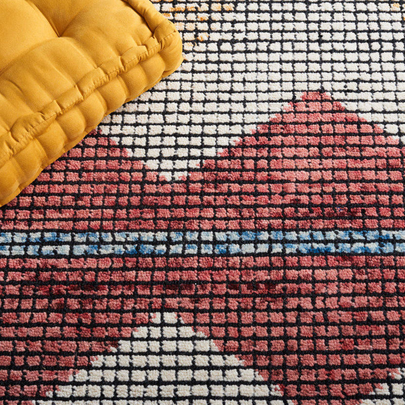 Brehea Hand Tufted Geometric Indoor/Outdoor Rug, Runner 2'3" x 8'