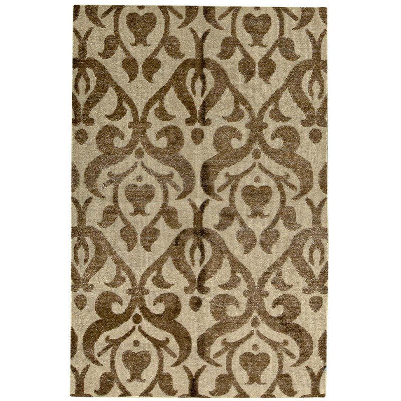 Tapis beige / brun noué à la main Damask
