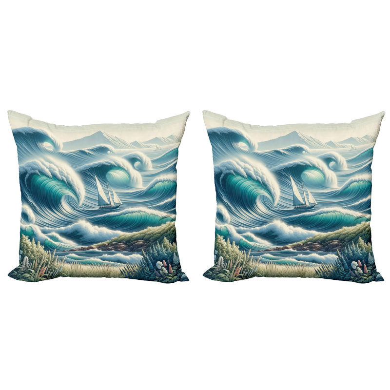 429453_Ambesonne Housse de coussin nautique 2Pack, H 16 po x l 16 po