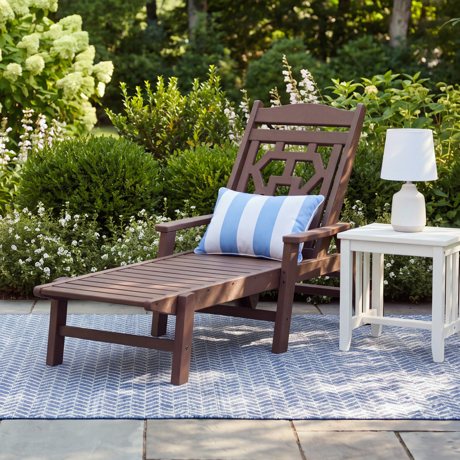 POLYWOOD® Chinoiserie 27" Patio Chaise Lounge, Mahogany