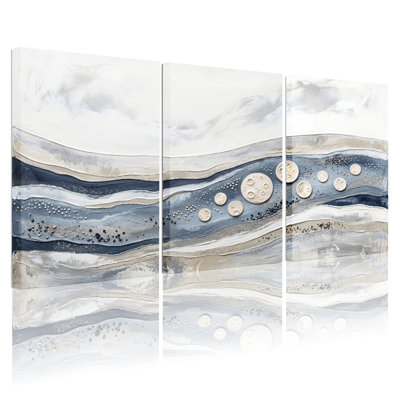 Abstrait art abstrait sur toile tendue sur toile, ensemble de 3 reproductions de peinture à l'huile pour salon