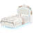 Floating Cloud Crown Velvet Bed with Headboard Storage, LED Light & Built-in Charging Outlet-365755968-365814530