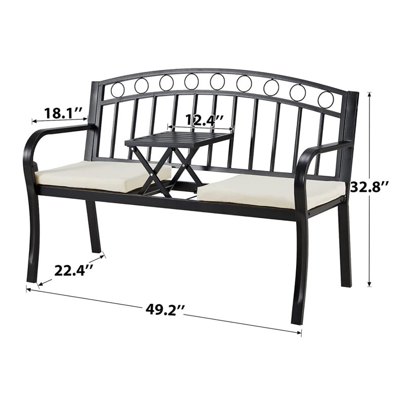Banc de jardin extérieur en métal