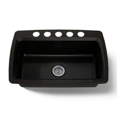 Cape Dory 33" L x 22" W x 9-5/8" Under-Mount Single-Bowl Kitchen Sink with 5 Oversize Faucet Holes