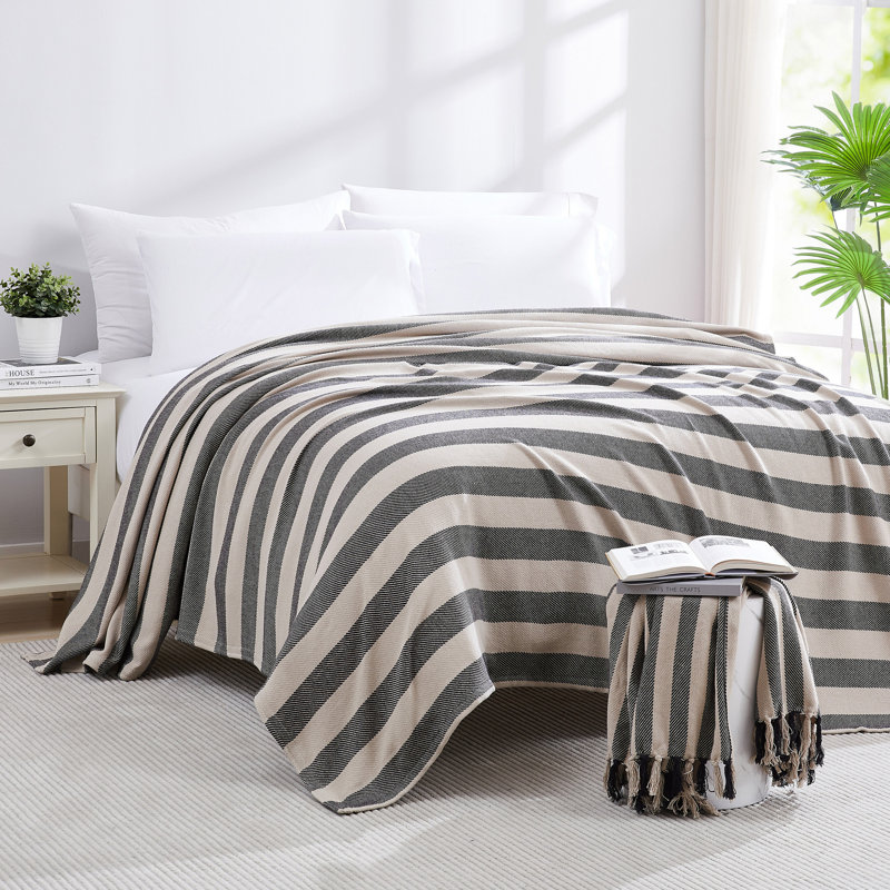 Jeté et jetés 100% coton Southshore Fine Linens, Noir, noir, noir, noir, 90 po x 90 po