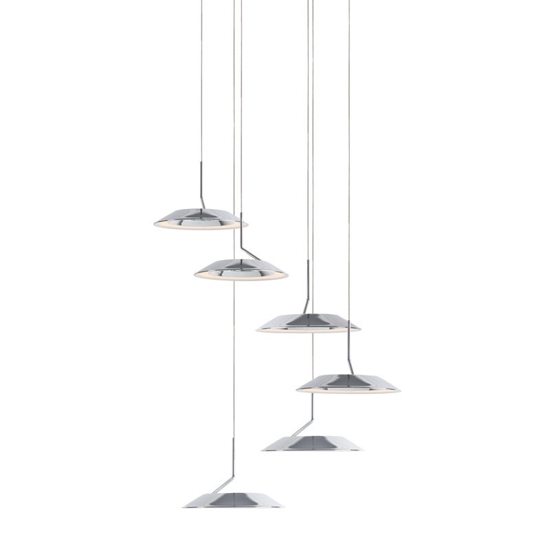 Luminaire suspendu en grappe 6 lumières Royyo, Chrome