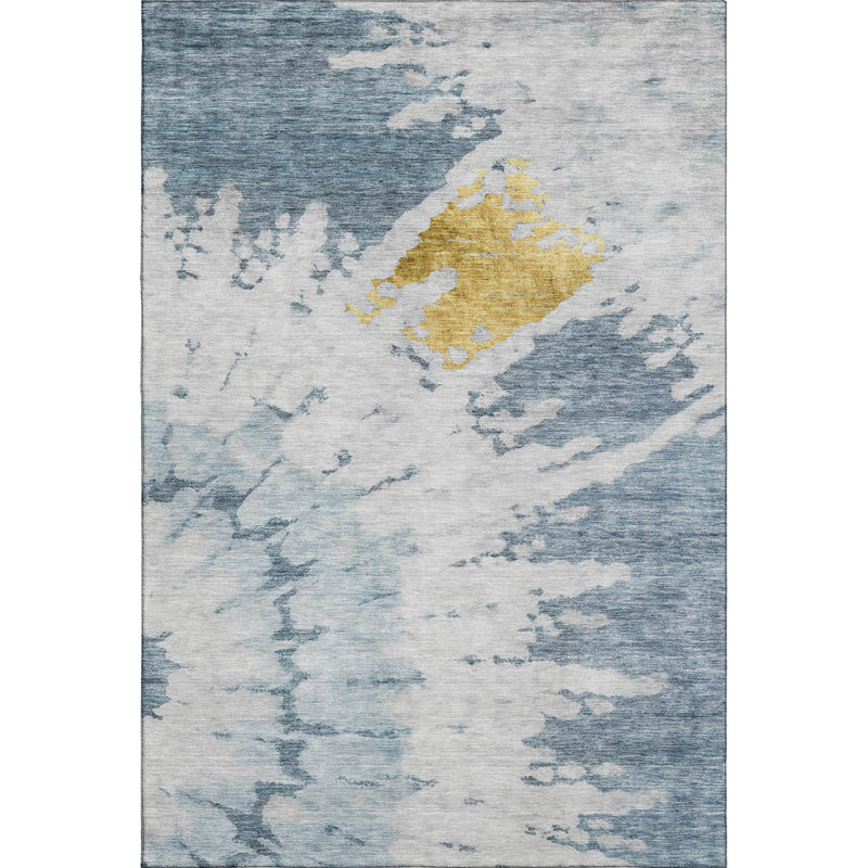 Red Synthetic Washable Rectangular 5' x 7' Rug