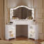 Bureau de coin avec miroir lumineux à DEL et prise de courant, table de maquillage avec ampoules, grand tiroir et 2 armoires de rangement-653680627