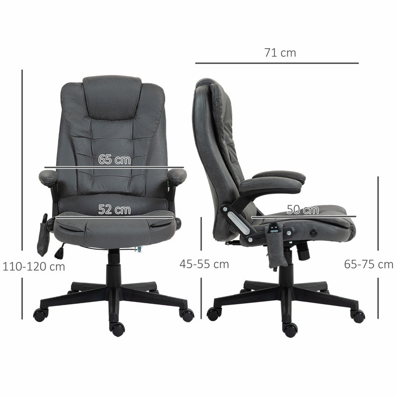 High Back Vibration Massage Office Chair With 6 Vibration Points, Microfiber Cloth, Red Brown