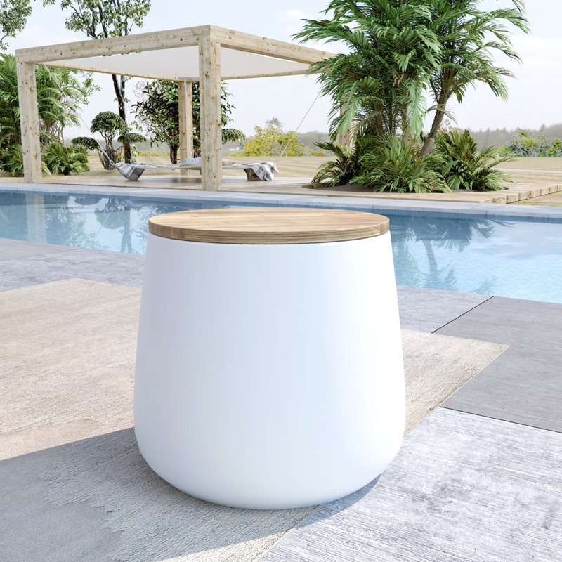 Table d'appoint ronde d'extérieur 17 po Ceeva, Blanc