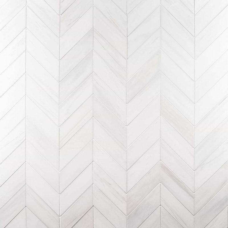 Bianco Dolomite 3x12 Chevron Honed Marble Tile