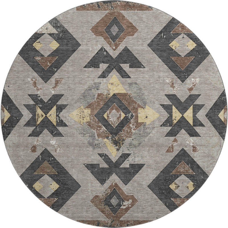 Premium Machine Washable Fairwood AMF1882 Aztec Rug, Round 8'
