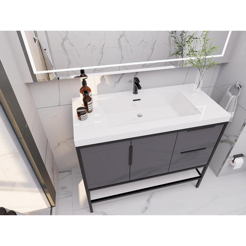 Ensemble de meuble-lavabo simple l 42,19 po, Gris brillant