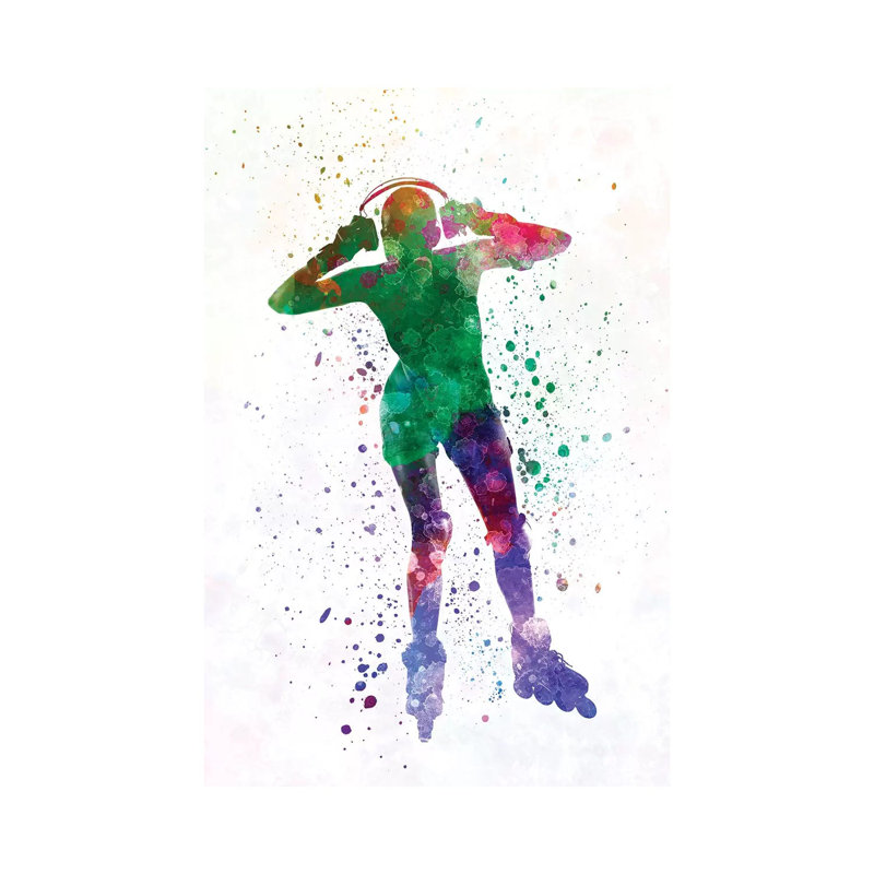 Woman in Roller Skates Iin Watercolour IV 1 Piece Wrapped Canvas Painting, 101.6 cm H x 66.04 cm W
