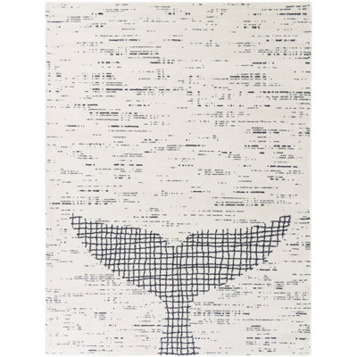 Castilo Cream Coastal Whale Area Rug