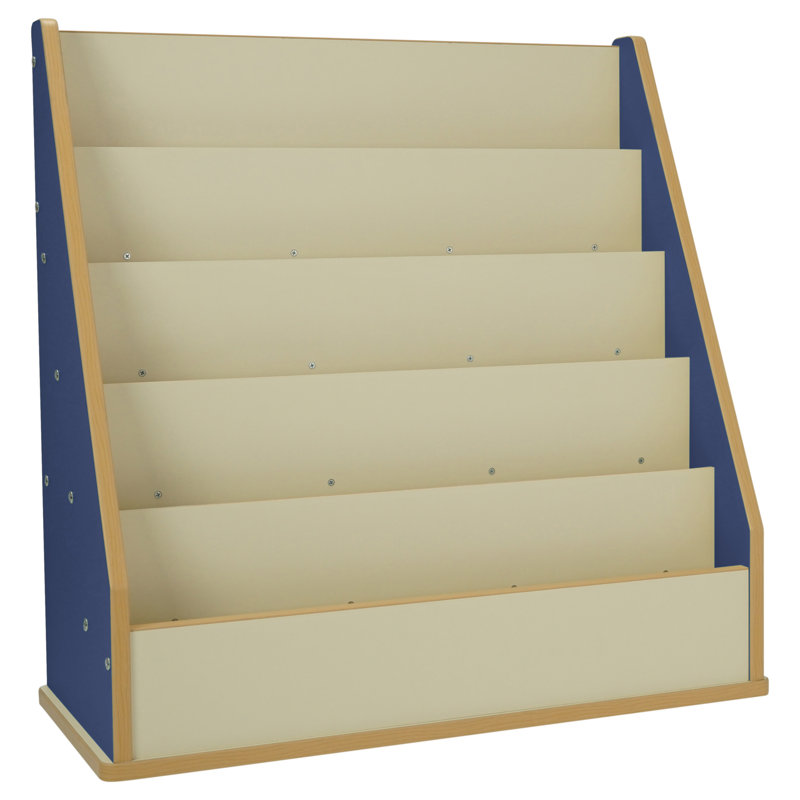 Présentoir à livres en stratifié, Amande / bleu