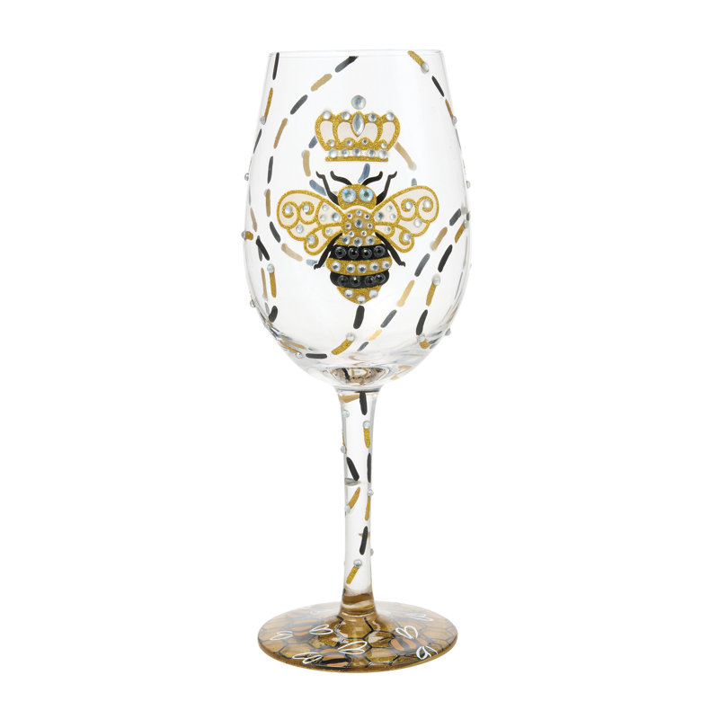 Enesco Lolita Queen Bee Hand-Painted Artisan Wine Glass 15 oz.