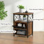 Ensemble de chambre à coucher de style campagnard industriel 3 pièces, lit plateforme en bois et 2 tables de chevet, cadre de lit grand avec tête et pied de lit, table de chevet avec tiroirs et tablette ouverte, aucun sommier nécessaire-478578883-477613433