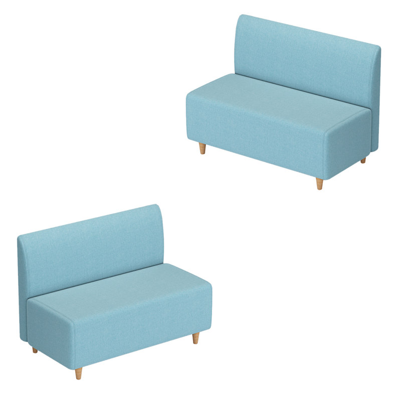 Simple Modern Cafe Bench Faux Leather Upholstered Bench, Sky Blue